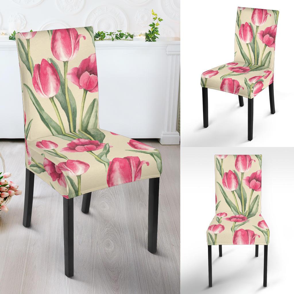 Tulip Pink Pattern Print Design TP06 Dining Chair Slipcover-JORJUNE.COM