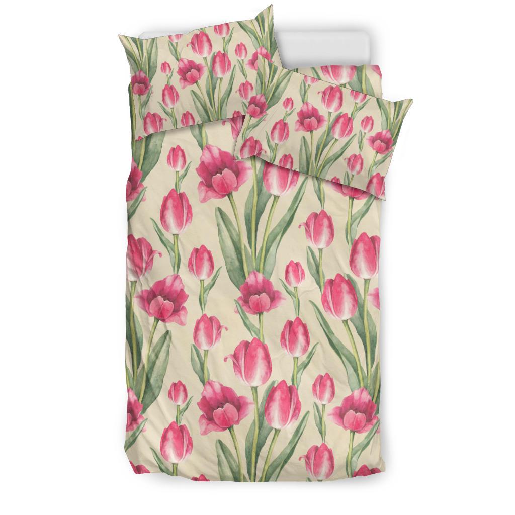 Tulip Pink Pattern Print Design TP06 Duvet Cover Bedding Set-JORJUNE.COM