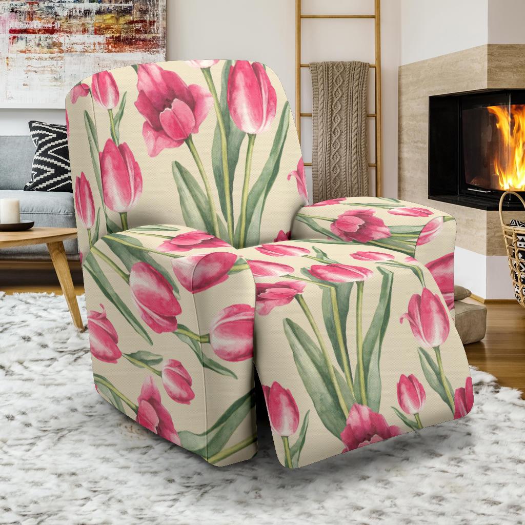 Tulip Pink Pattern Print Design TP06 Recliner Slipcover-JORJUNE.COM