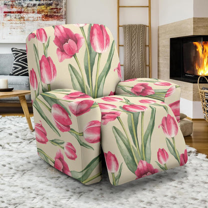 Tulip Pink Pattern Print Design TP06 Recliner Slipcover-JORJUNE.COM