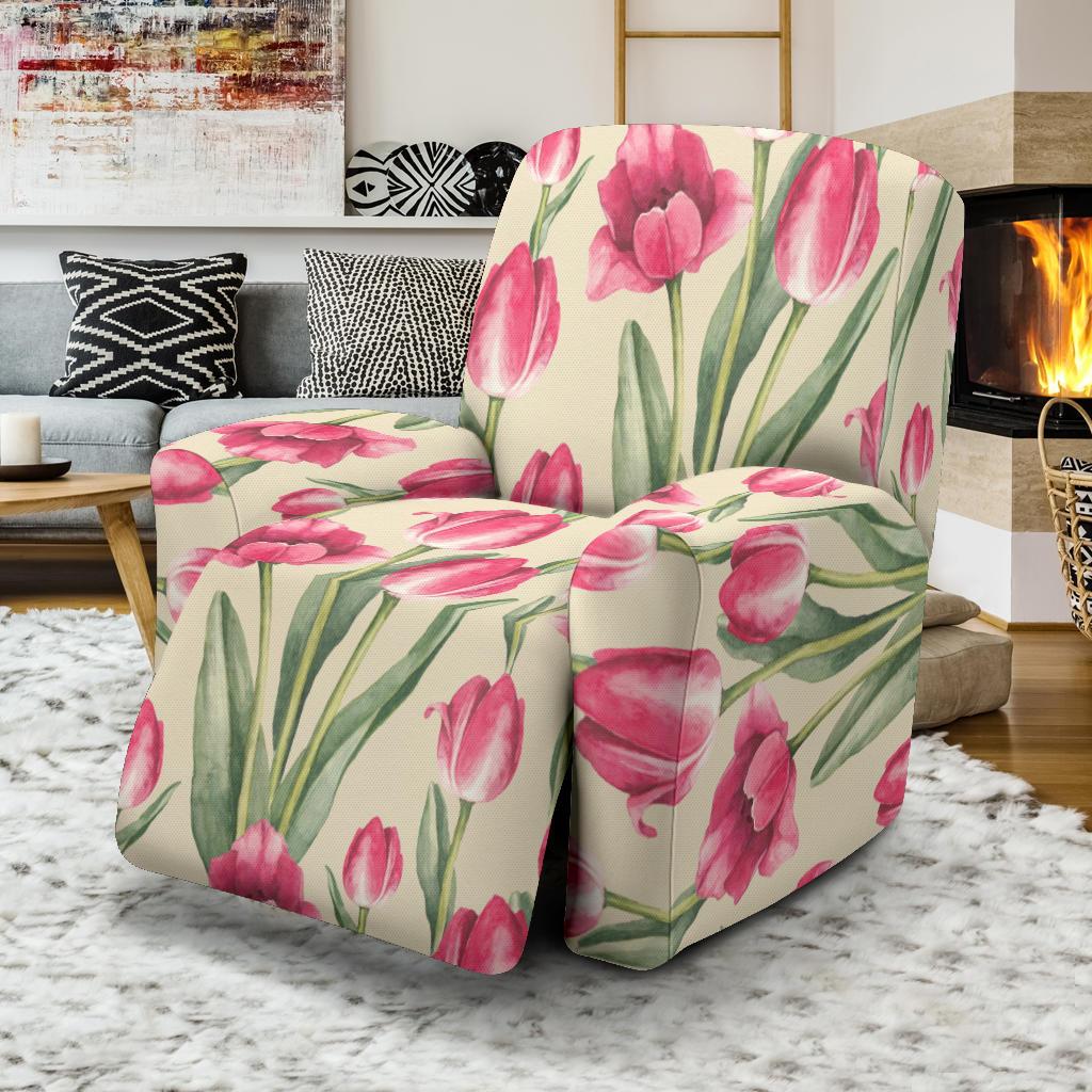 Tulip Pink Pattern Print Design TP06 Recliner Slipcover-JORJUNE.COM