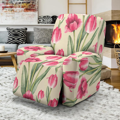 Tulip Pink Pattern Print Design TP06 Recliner Slipcover-JORJUNE.COM