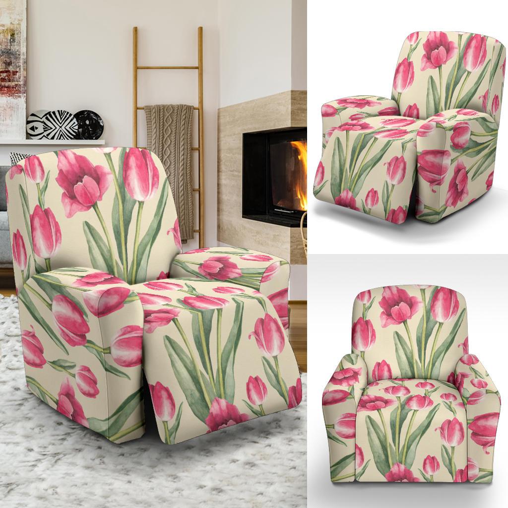 Tulip Pink Pattern Print Design TP06 Recliner Slipcover-JORJUNE.COM