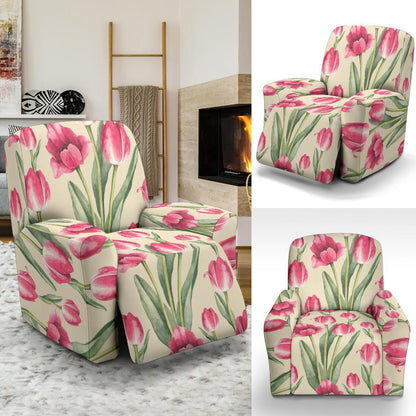 Tulip Pink Pattern Print Design TP06 Recliner Slipcover-JORJUNE.COM