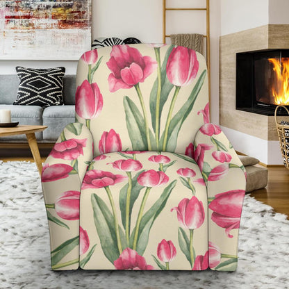 Tulip Pink Pattern Print Design TP06 Recliner Slipcover-JORJUNE.COM