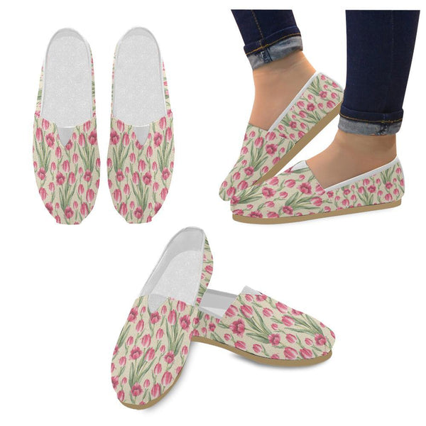 Tulip Pink Pattern Print Design TP06 Women Casual Shoes - JorJune