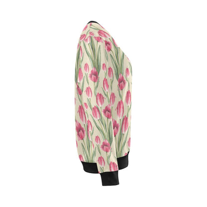 Tulip Pink Pattern Print Design TP06 Women Long Sleeve Sweatshirt-JorJune
