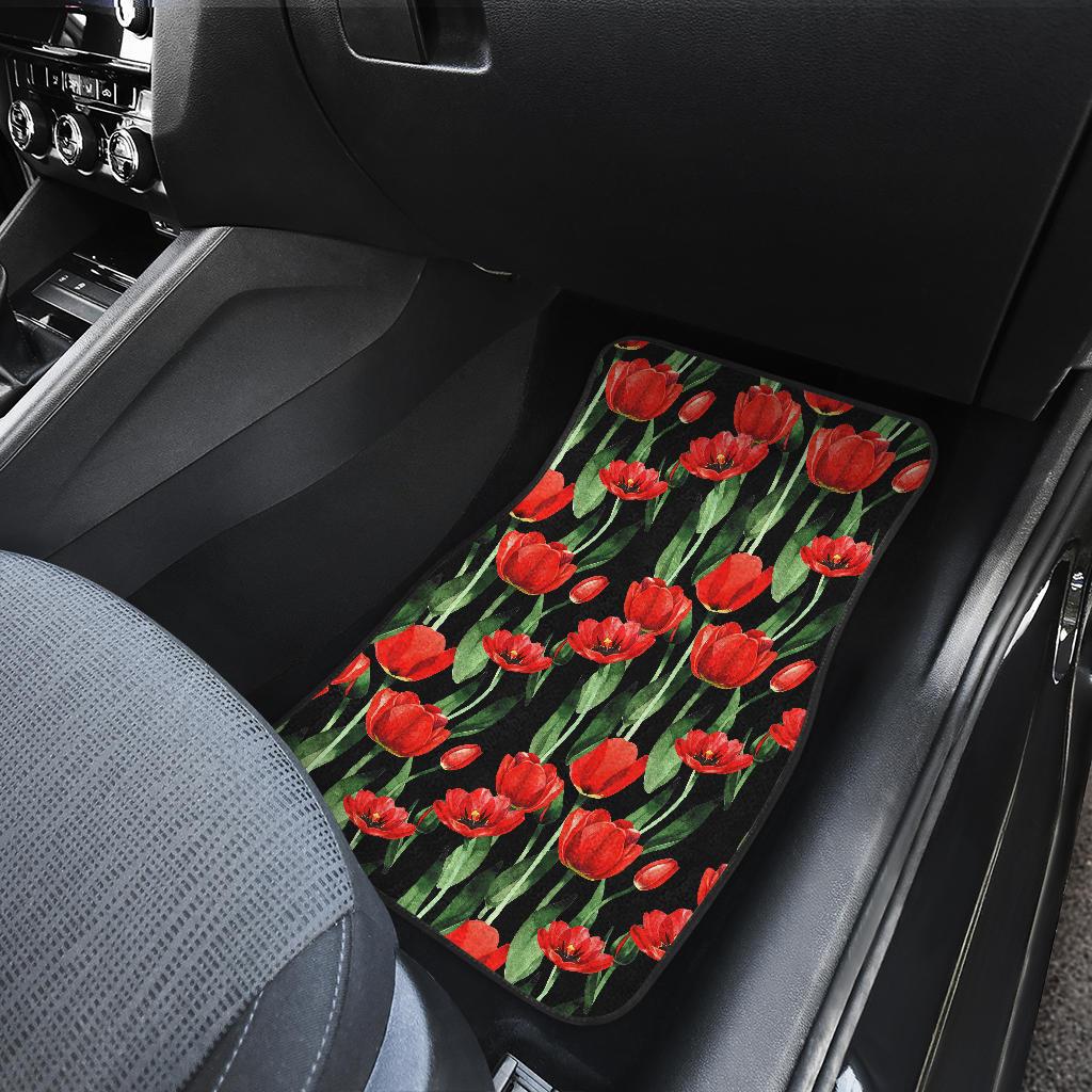 Tulip Red Pattern Print Design TP03 Car Floor Mats-JORJUNE.COM