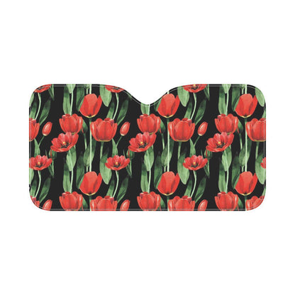 Tulip Red Pattern Print Design TP03 Car Sun Shade-JorJune