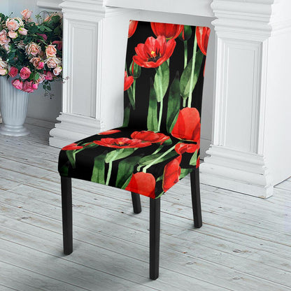 Tulip Red Pattern Print Design TP03 Dining Chair Slipcover-JORJUNE.COM