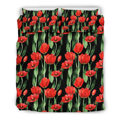 Tulip Red Pattern Print Design TP03 Duvet Cover Bedding Set-JORJUNE.COM