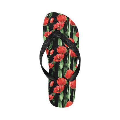 Tulip Red Pattern Print Design TP03 Flip Flops-JorJune