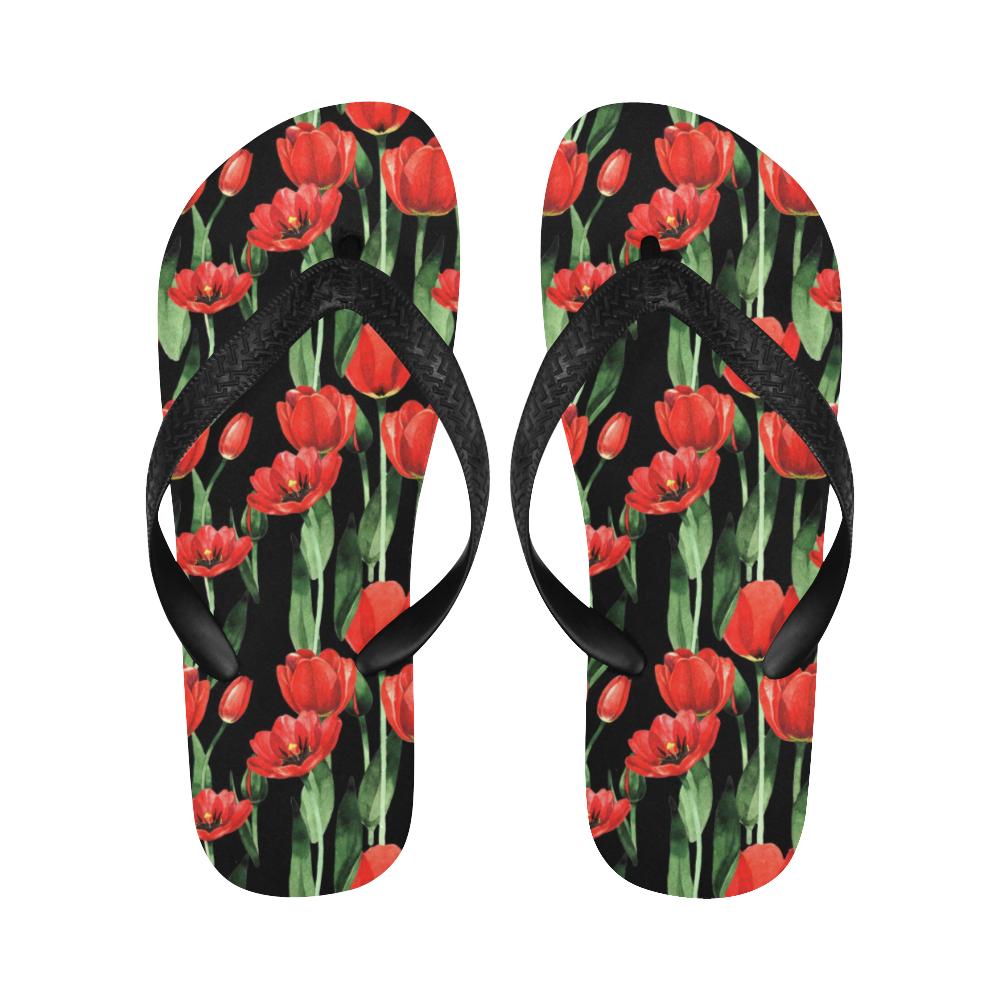 Tulip Red Pattern Print Design TP03 Flip Flops-JorJune