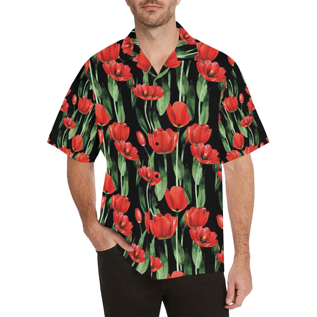 Tulip Red Pattern Print Design TP03 Men Hawaiian Shirt-JorJune
