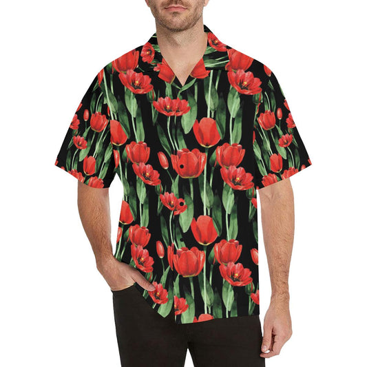 Tulip Red Pattern Print Design TP03 Men Hawaiian Shirt-JorJune