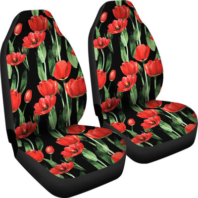 Tulip Red Pattern Print Design TP03 Universal Fit Car Seat Covers-JorJune