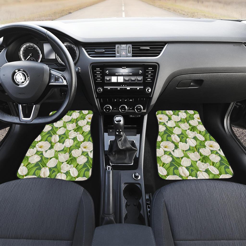 Tulip White Pattern Print Design TP05 Car Floor Mats-JORJUNE.COM