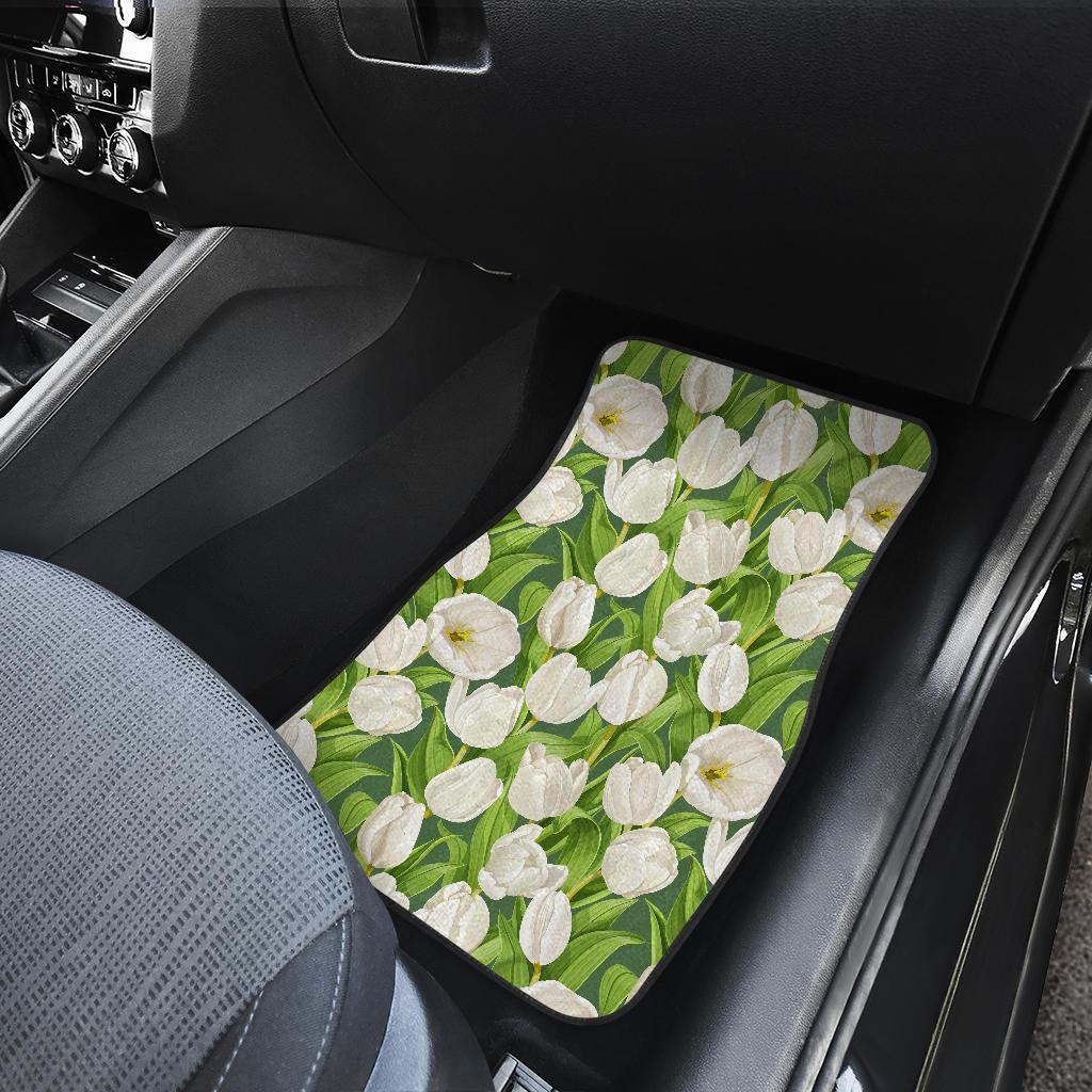 Tulip White Pattern Print Design TP05 Car Floor Mats-JORJUNE.COM