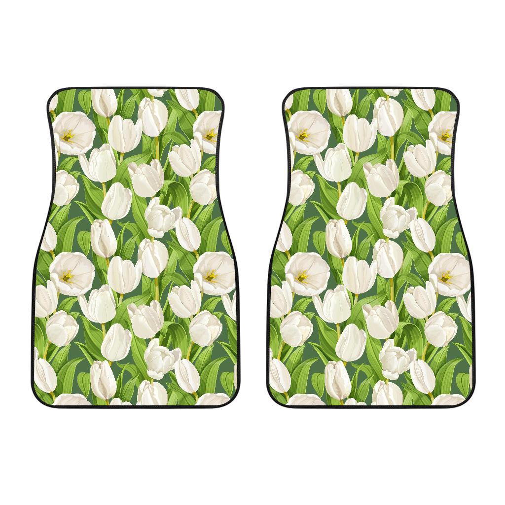 Tulip White Pattern Print Design TP05 Car Floor Mats-JORJUNE.COM