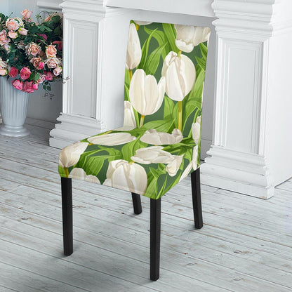 Tulip White Pattern Print Design TP05 Dining Chair Slipcover-JORJUNE.COM