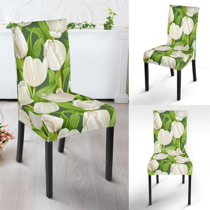 Tulip White Pattern Print Design TP05 Dining Chair Slipcover-JORJUNE.COM