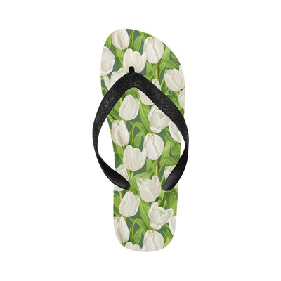Tulip White Pattern Print Design TP05 Flip Flops-JorJune