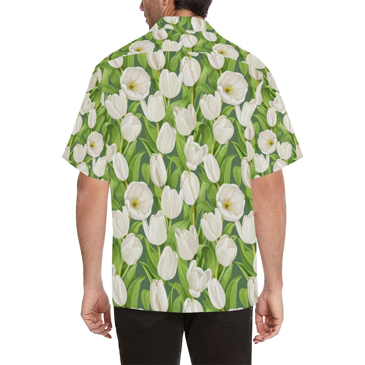 Tulip White Pattern Print Design TP05 Men Hawaiian Shirt-JorJune