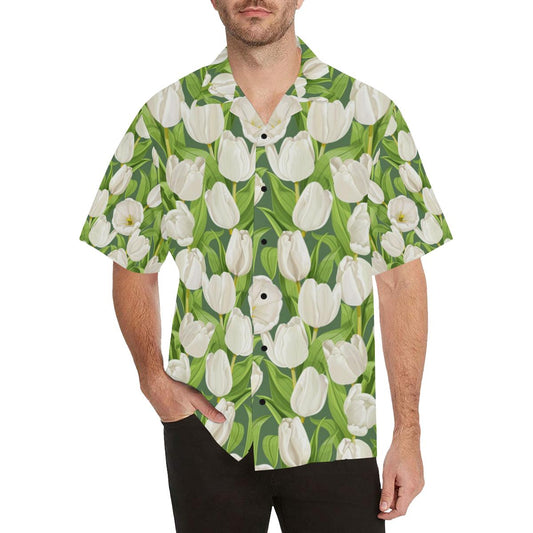 Tulip White Pattern Print Design TP05 Men Hawaiian Shirt-JorJune