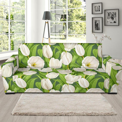 Tulip White Pattern Print Design TP05 Sofa Slipcover-JORJUNE.COM