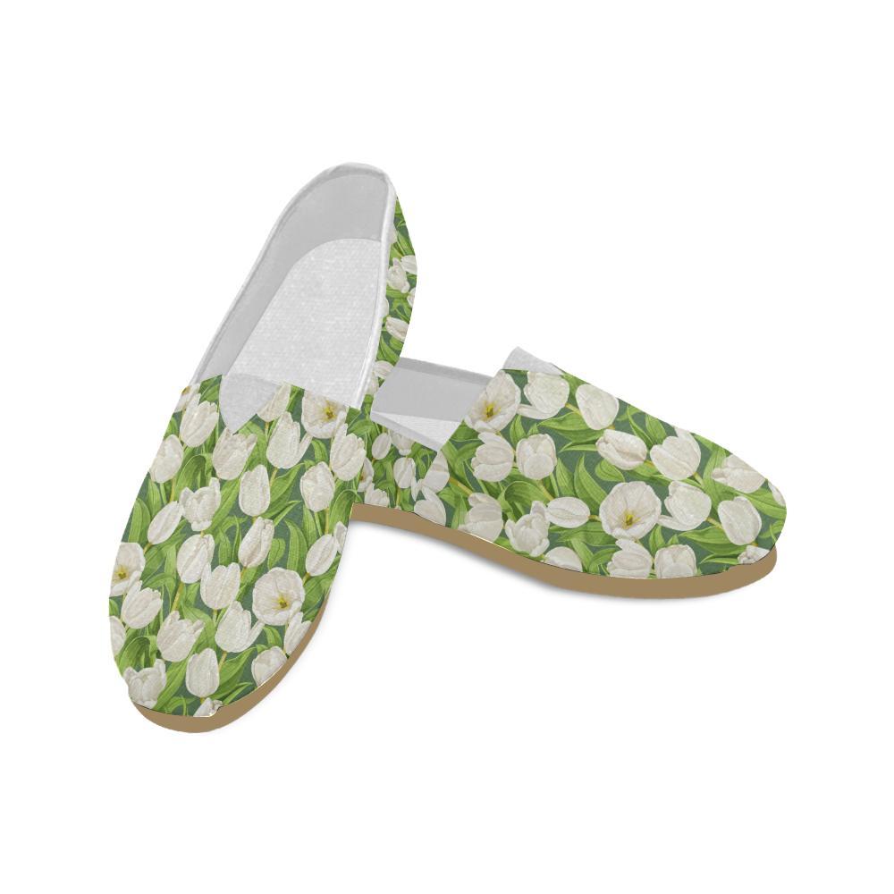 Tulip White Pattern Print Design TP05 Women Casual Shoes-JorJune.com