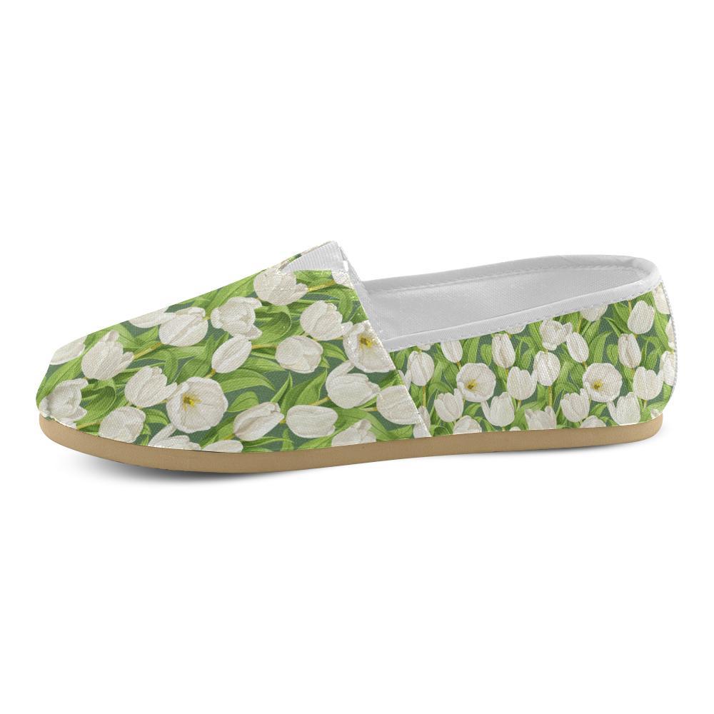 Tulip White Pattern Print Design TP05 Women Casual Shoes-JorJune.com