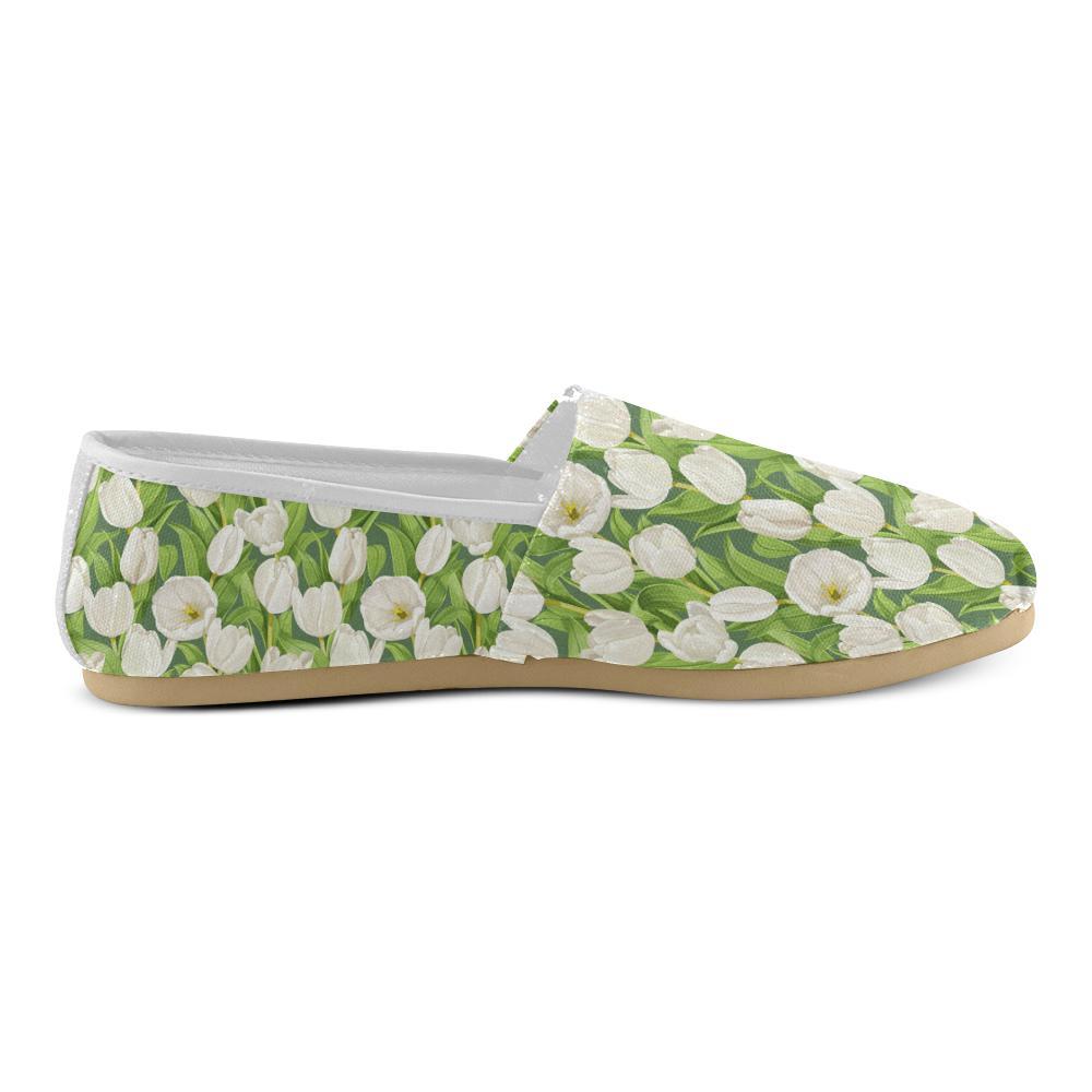 Tulip White Pattern Print Design TP05 Women Casual Shoes-JorJune.com