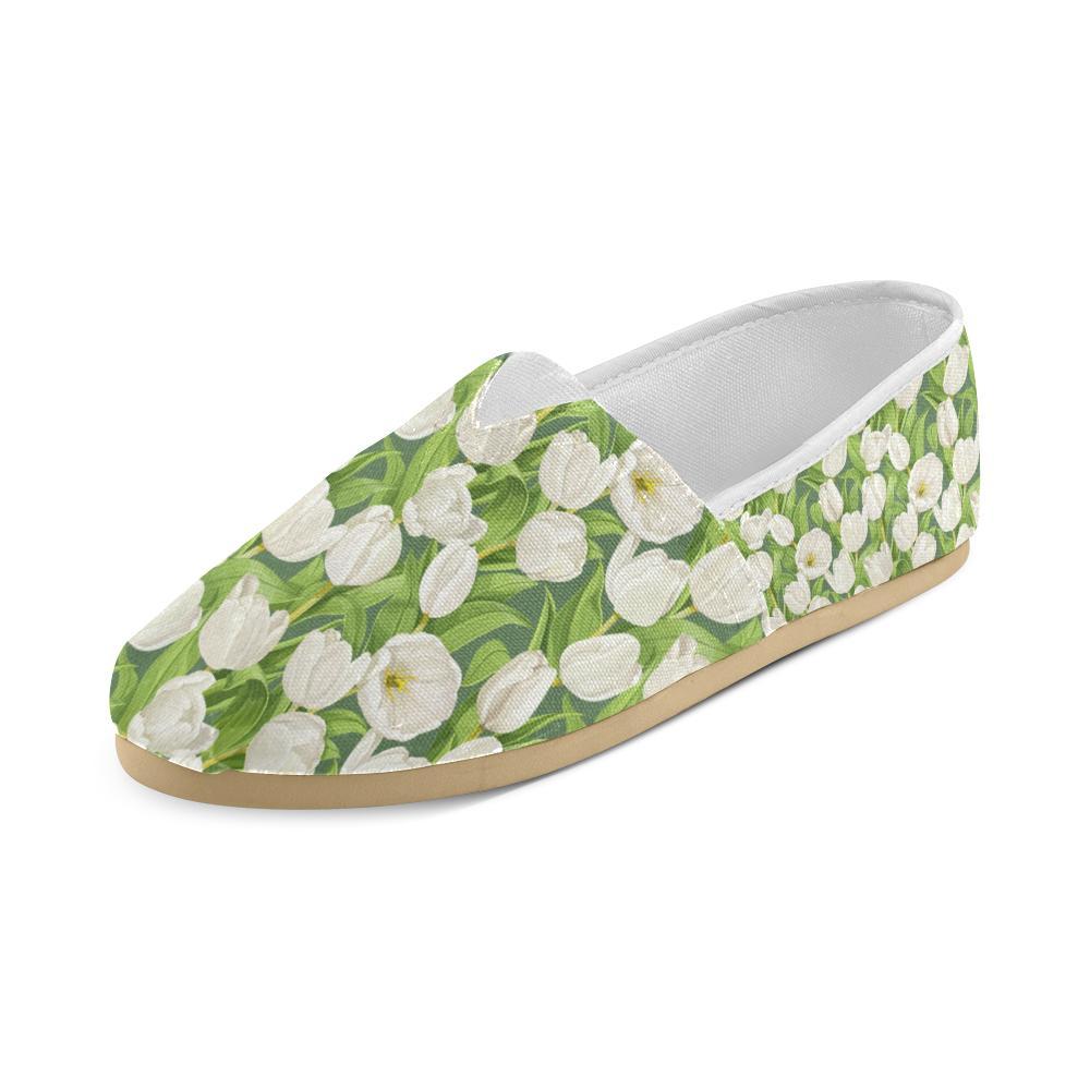 Tulip White Pattern Print Design TP05 Women Casual Shoes-JorJune.com