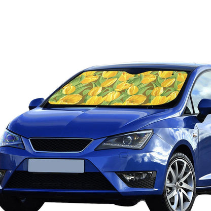 Tulip Yellow Pattern Print Design TP010 Car Sun Shade-JorJune
