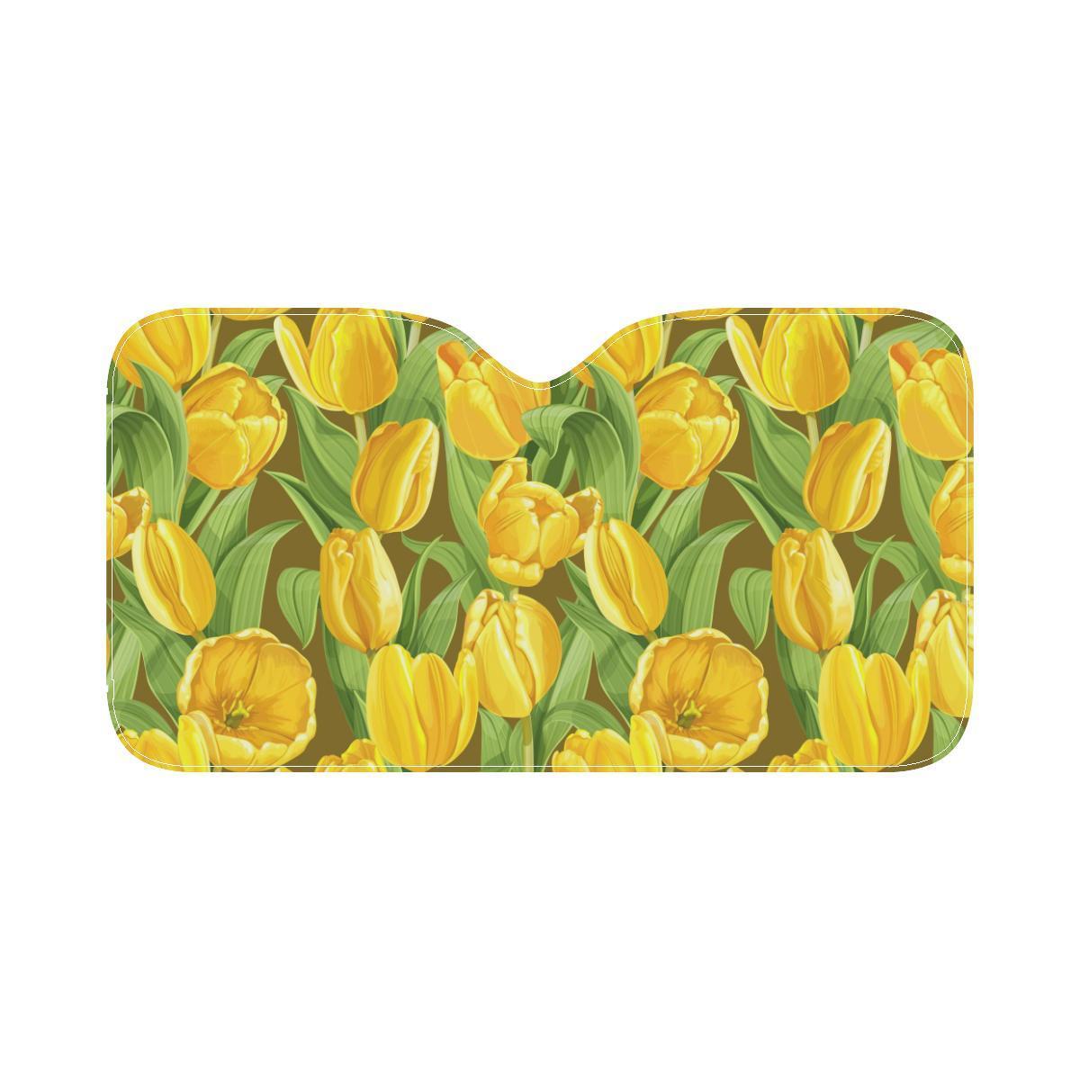 Tulip Yellow Pattern Print Design TP010 Car Sun Shade-JorJune