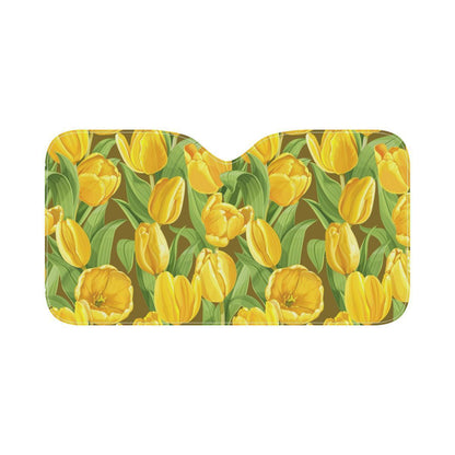 Tulip Yellow Pattern Print Design TP010 Car Sun Shade-JorJune