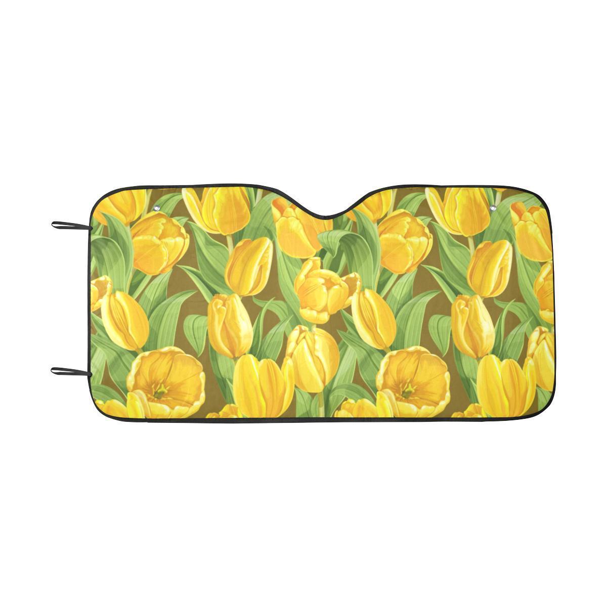 Tulip Yellow Pattern Print Design TP010 Car Sun Shade-JorJune