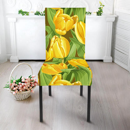 Tulip Yellow Pattern Print Design TP010 Dining Chair Slipcover-JORJUNE.COM