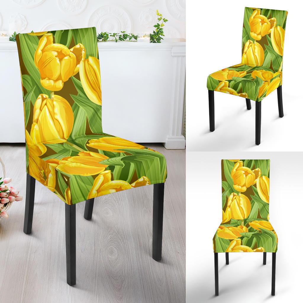 Tulip Yellow Pattern Print Design TP010 Dining Chair Slipcover-JORJUNE.COM