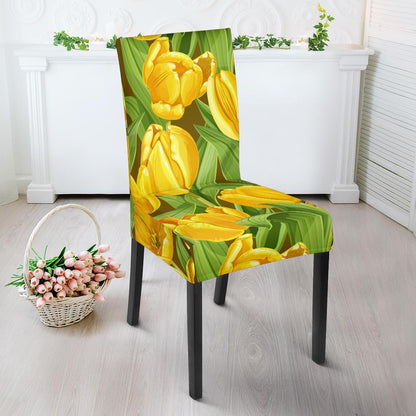 Tulip Yellow Pattern Print Design TP010 Dining Chair Slipcover-JORJUNE.COM
