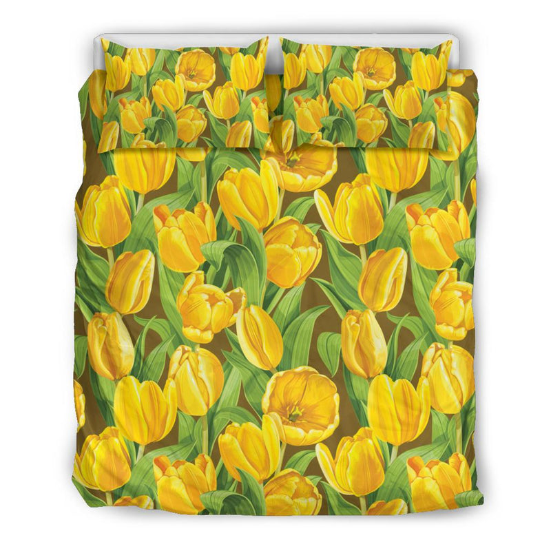 Tulip Yellow Pattern Print Design TP010 Duvet Cover Bedding Set-JORJUNE.COM