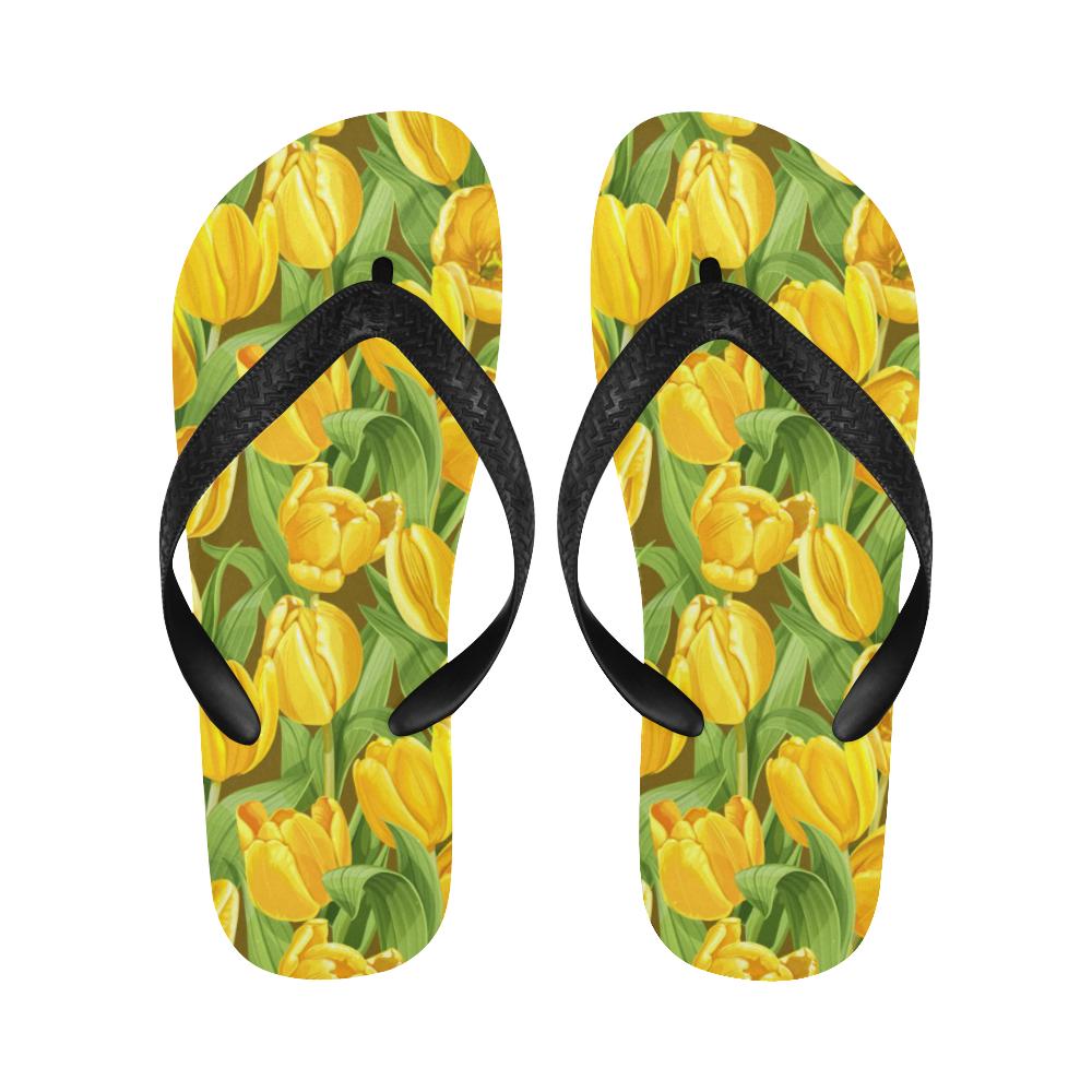 Tulip Yellow Pattern Print Design TP010 Flip Flops-JorJune