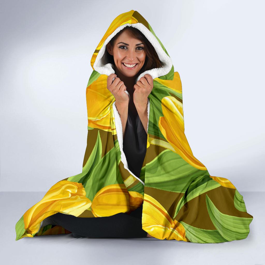 Tulip Yellow Pattern Print Design TP010 Hooded Blanket-JORJUNE.COM