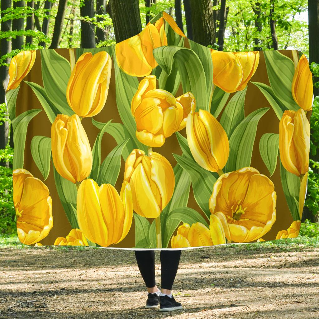 Tulip Yellow Pattern Print Design TP010 Hooded Blanket-JORJUNE.COM