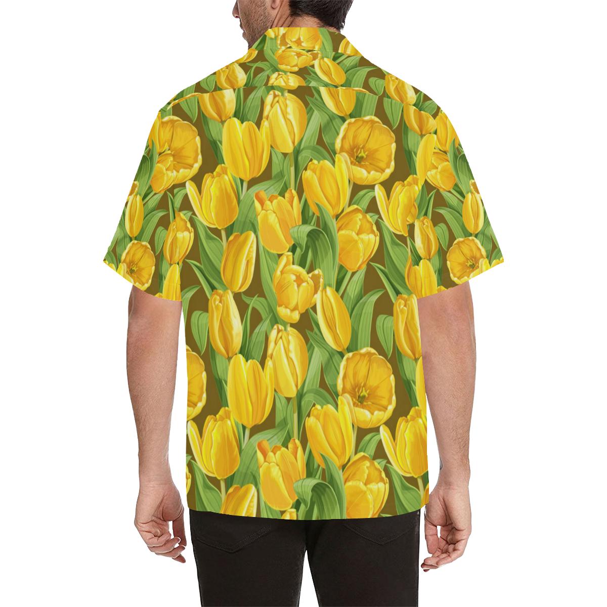 Tulip Yellow Pattern Print Design TP010 Men Hawaiian Shirt-JorJune