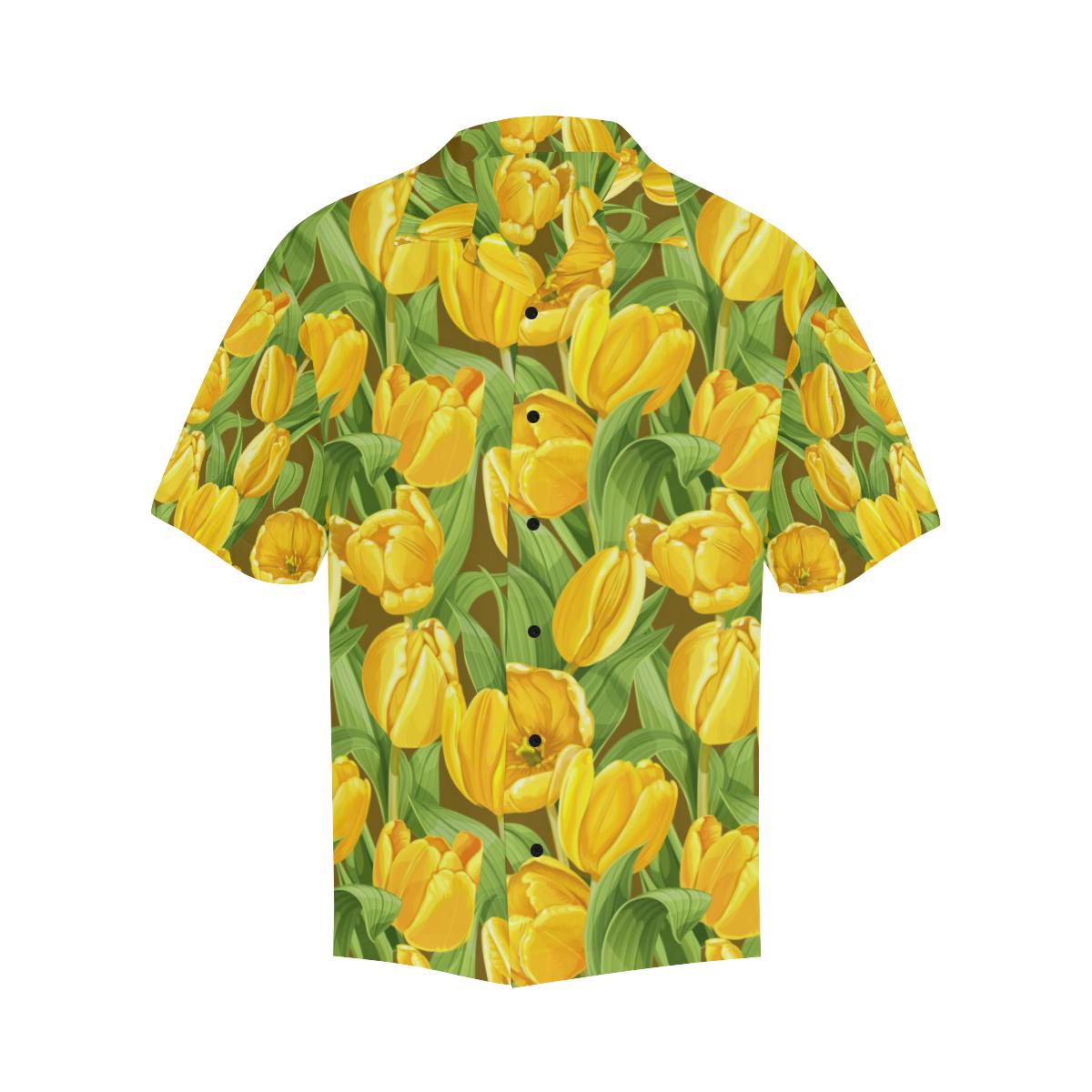 Tulip Yellow Pattern Print Design TP010 Men Hawaiian Shirt-JorJune