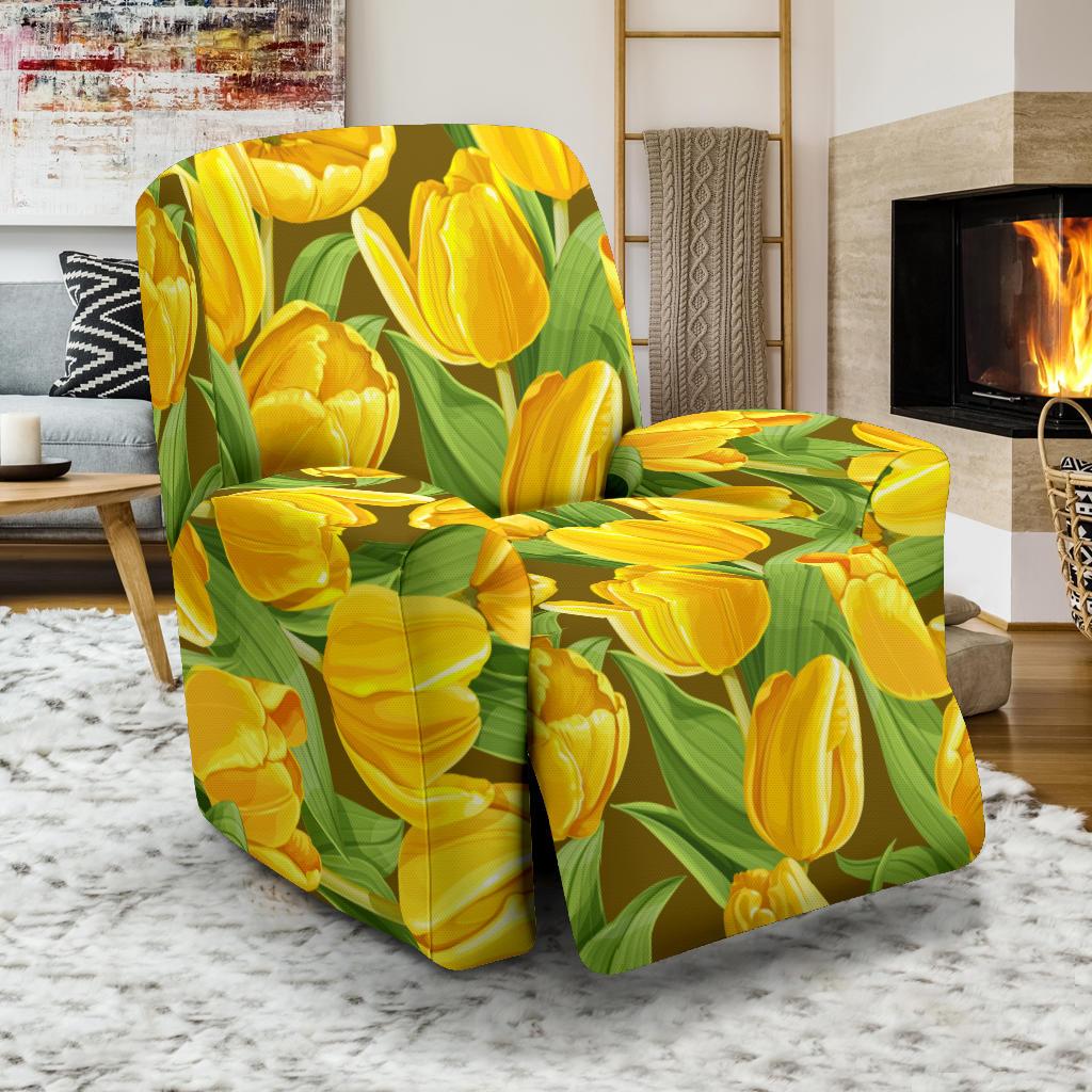 Tulip Yellow Pattern Print Design TP010 Recliner Slipcover-JORJUNE.COM