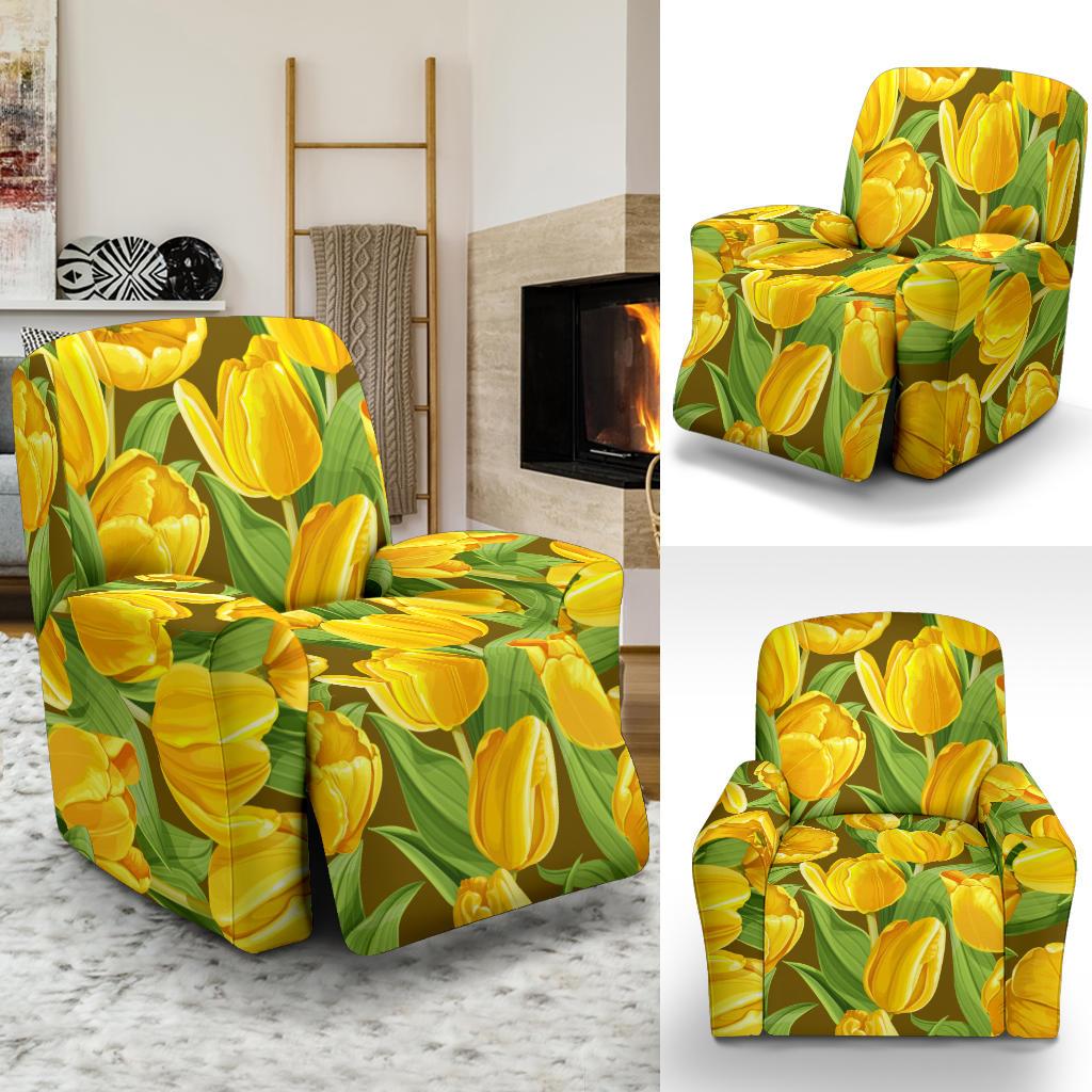 Tulip Yellow Pattern Print Design TP010 Recliner Slipcover-JORJUNE.COM