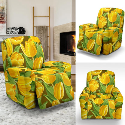Tulip Yellow Pattern Print Design TP010 Recliner Slipcover-JORJUNE.COM