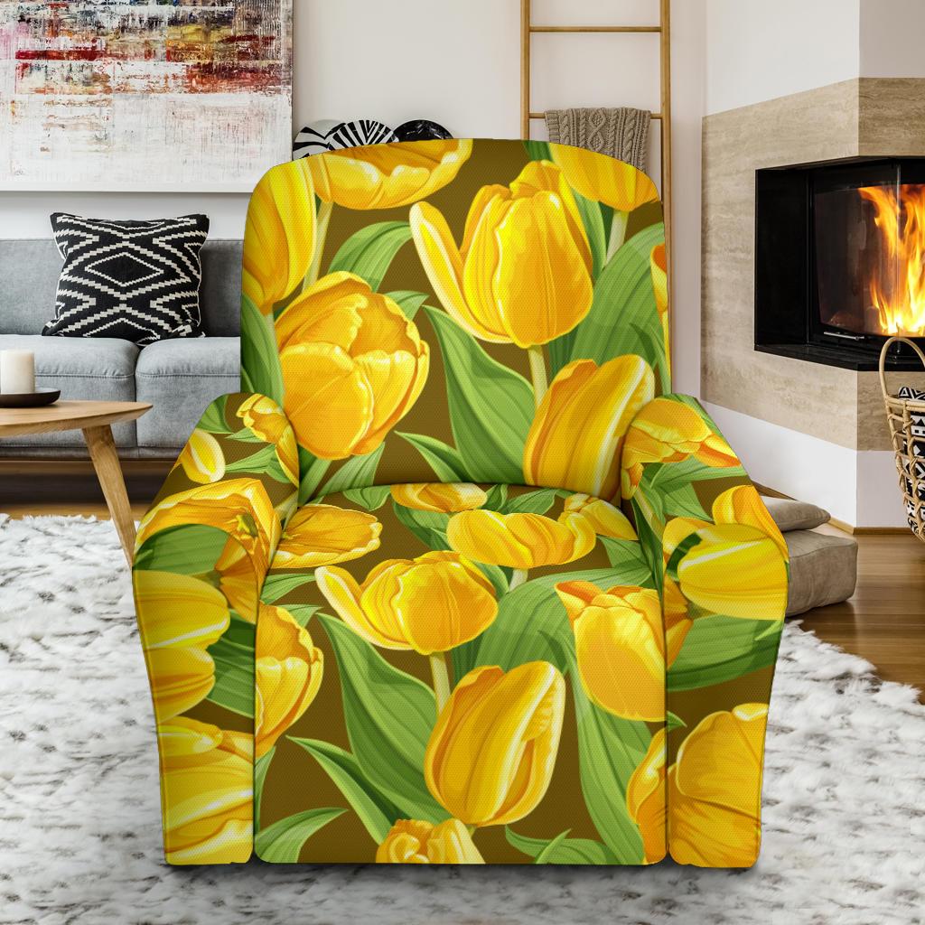 Tulip Yellow Pattern Print Design TP010 Recliner Slipcover-JORJUNE.COM